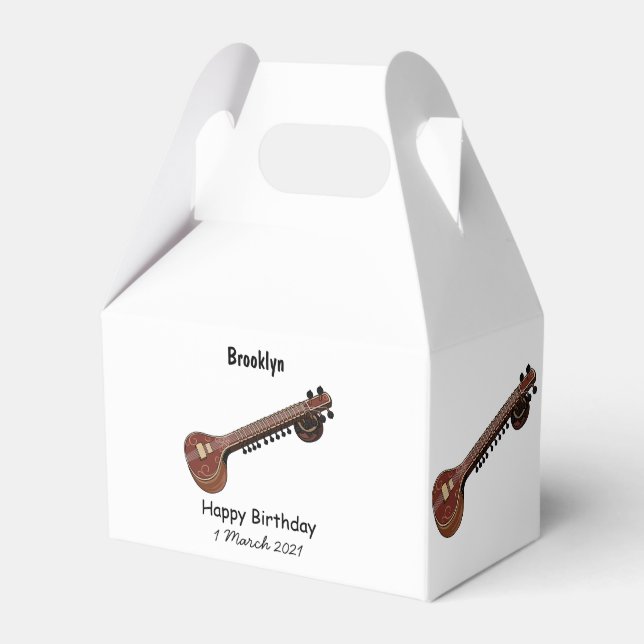 Sitar cartoon illustration favor boxes (Front Side)