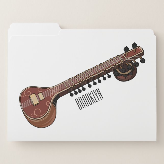 Sitar cartoon illustration file folder (Front Left)