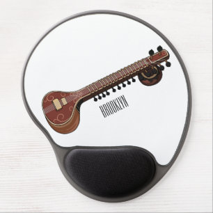 Sitar cartoon illustration gel mouse pad