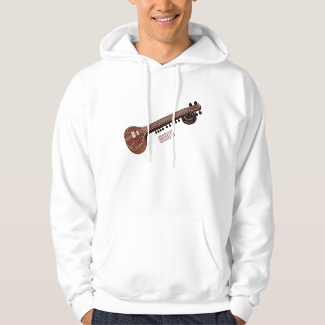 Sitar cartoon illustration hoodie (Front)