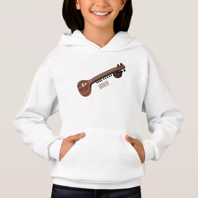 Sitar cartoon illustration hoodie (Front)