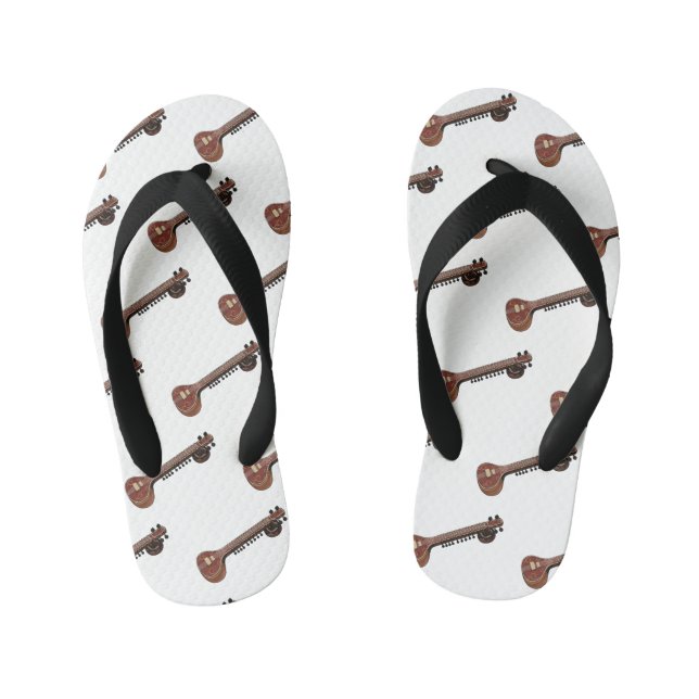 Sitar cartoon illustration kid's flip flops (Footbed)