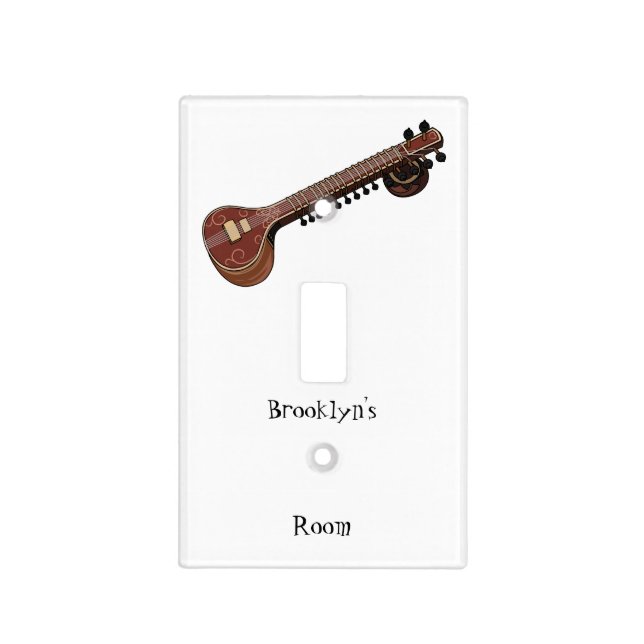 Sitar cartoon illustration light switch cover (Front)