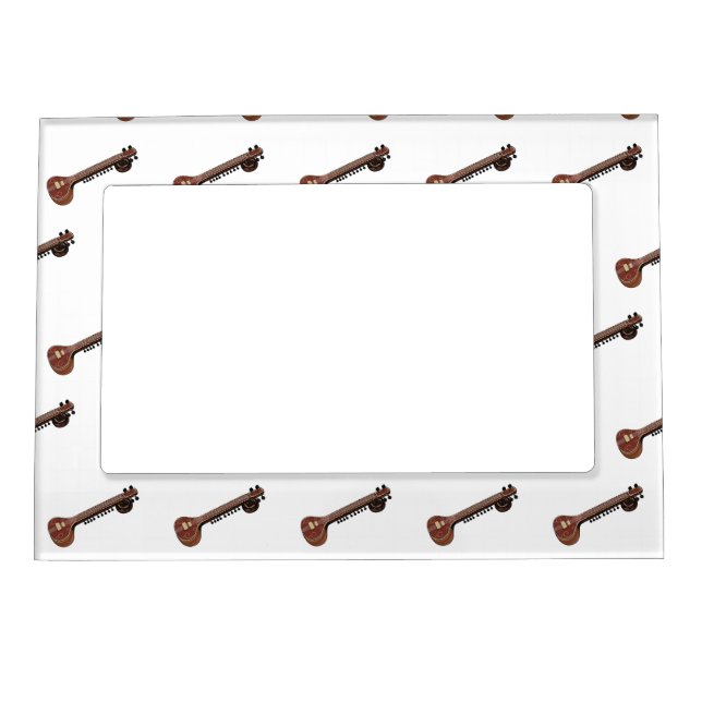 Sitar cartoon illustration magnetic frame (Front)