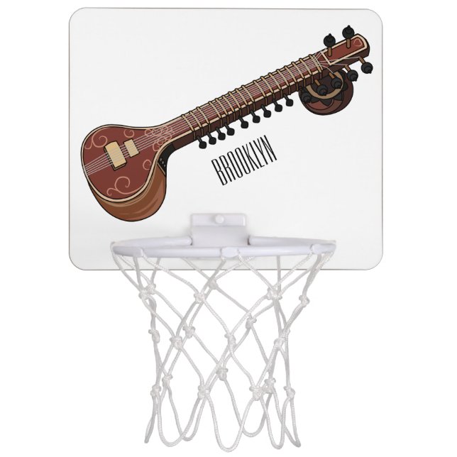 Sitar cartoon illustration mini basketball hoop (Front)