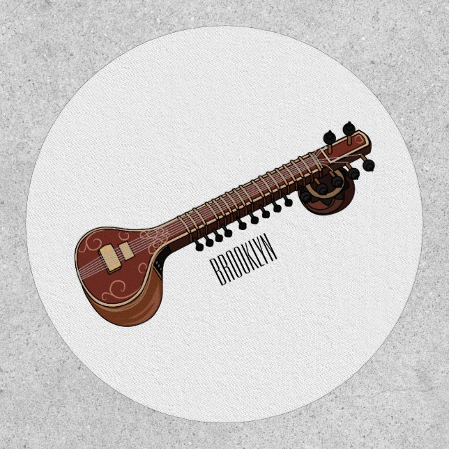 Sitar cartoon illustration patch (Front)