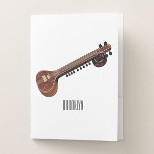 Sitar cartoon illustration pocket folder