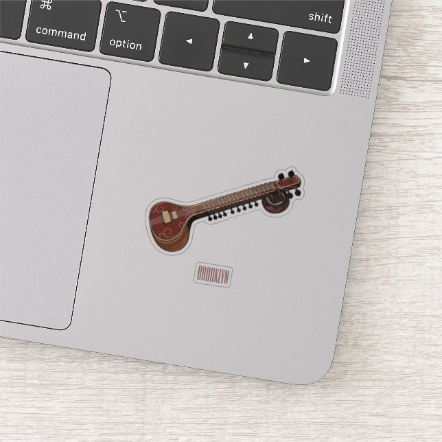 Sitar cartoon illustration sticker (Detail)
