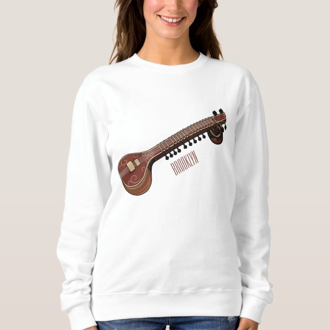Sitar cartoon illustration sweatshirt (Front)