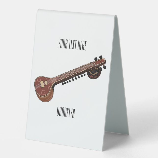 Sitar cartoon illustration table tent (Front)