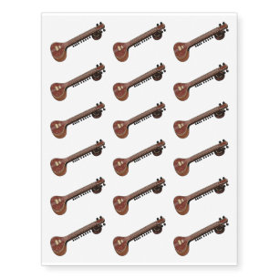 Sitar cartoon illustration temporary tattoos