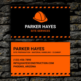 Site Services Orange Hard Hat Business Card
