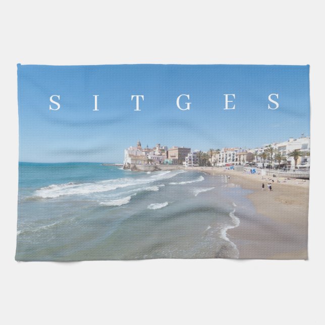 Sitges panoramic view tea towel (Horizontal)