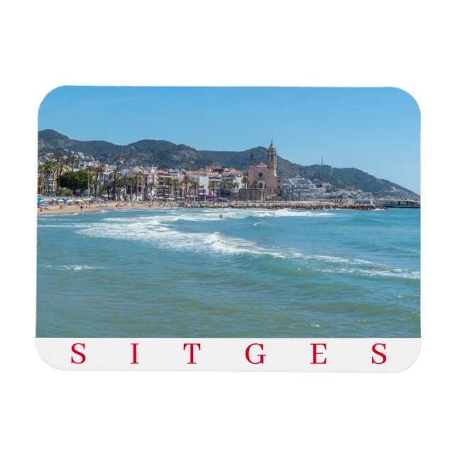 Sitges sea and church fridge magnet (Horizontal)