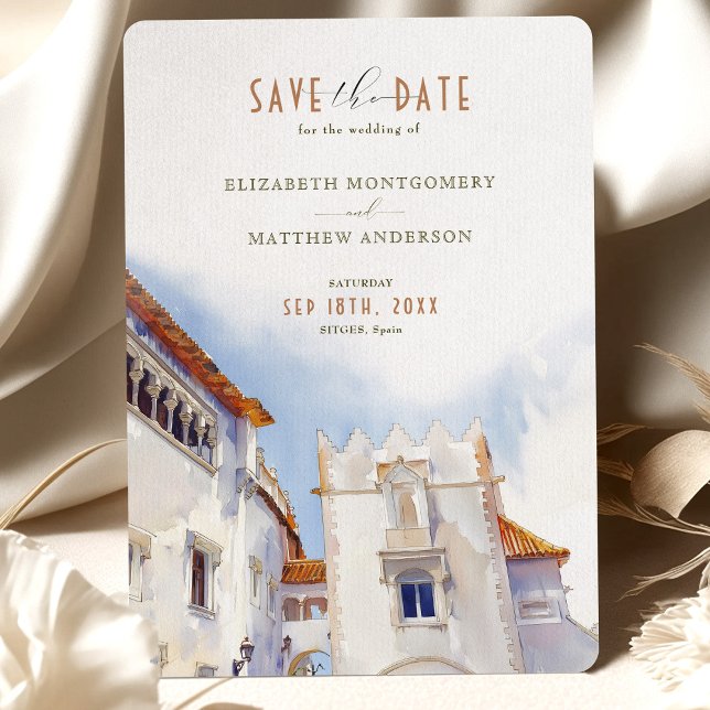Sitges Spain Destination Wedding Save-the-Date Invitation (Creator Uploaded)