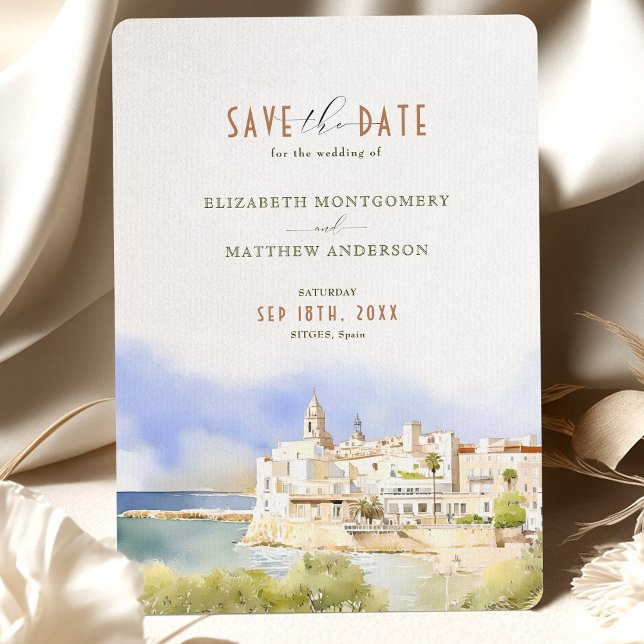 Sitges Spain Destination Wedding Save-the-Date Invitation (Creator Uploaded)