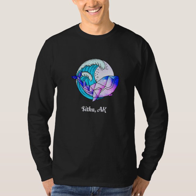 Sitka Ak Japanese Paint Geometric Orca Killer Whal T-Shirt (Front)