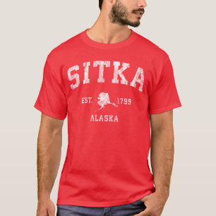 Sitka Alaska AK Vintage Athletic Sports Design fri T-Shirt