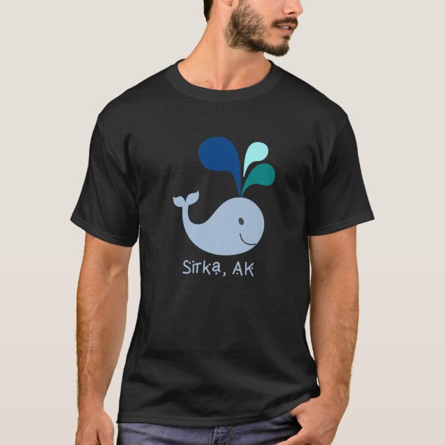 Sitka Alaska Cute Whale Lover Cartoon T-Shirt (Front)