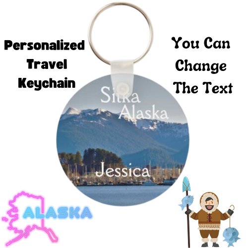 Sitka Alaska Travel Junkie Personalized Keychain