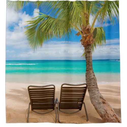 Sittin Easy Tropical Beach Shower Curtain