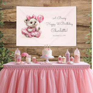 Sitting Ballerina Bear Birthday Banner