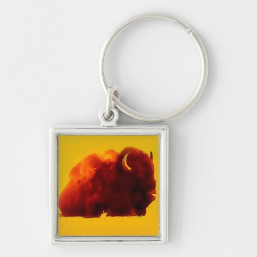 Sitting Bison Silhouette Keychain