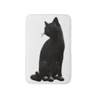 Sitting Black Cat Bath Mat