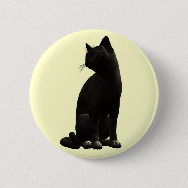 Sitting Black Cat Button (Front)