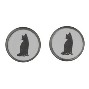 Sitting Black Cat Cufflinks