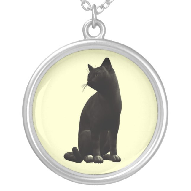 Sitting Black Cat Necklace (Front)