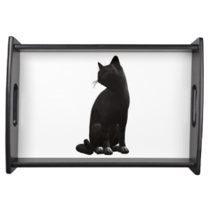 Sitting Black Cat Serving Tray