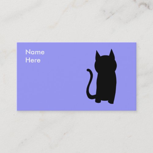 Sitting Black Cat Silhouette. Business Card Template