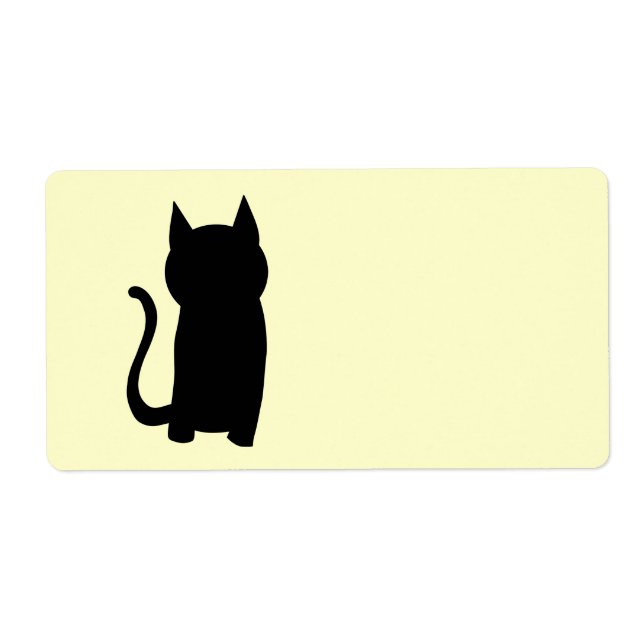 Sitting Black Cat Silhouette. Label (Front)
