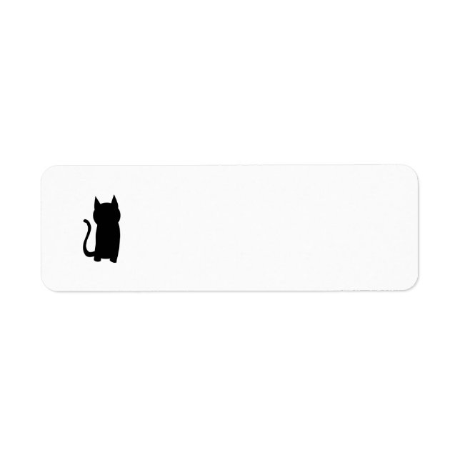 Sitting Black Cat Silhouette. Label (Front)
