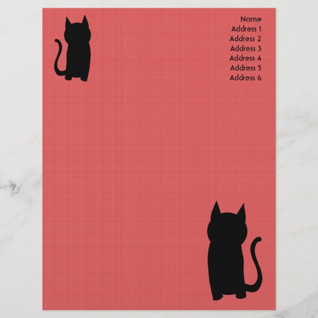 Sitting Black Cat Silhouette. Letterhead (Front)