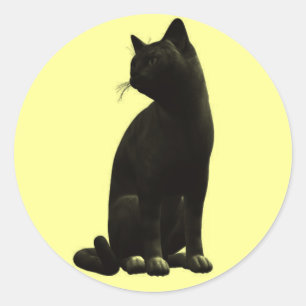 Sitting Black Cat Stickers