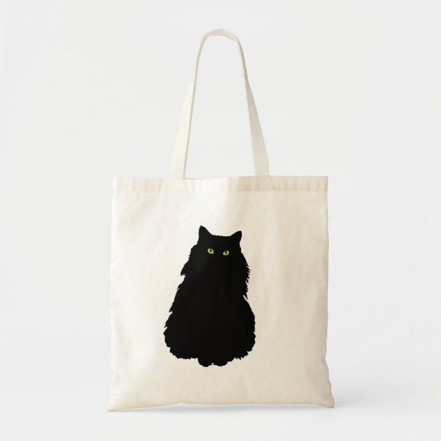 Sitting Black Cat Tote Bag (Front)