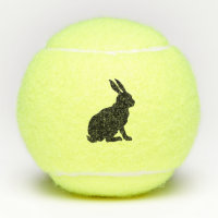 Sitting Black Silhouette Bunny Rabbit Side Profile Tennis Balls