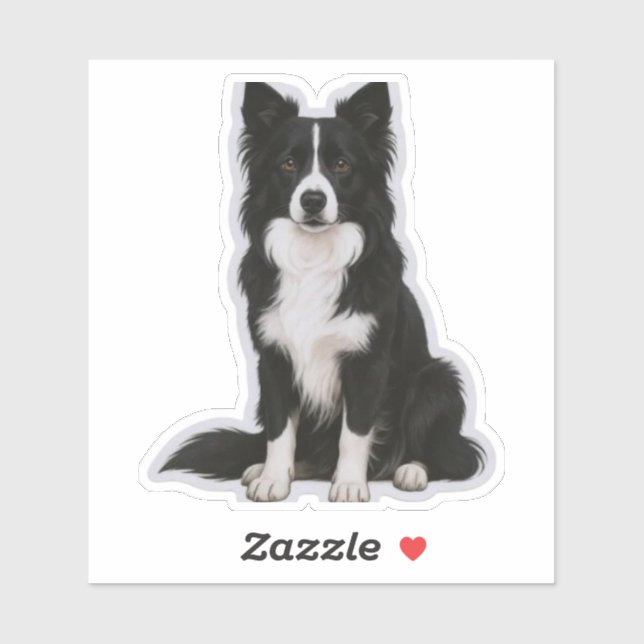 Sitting Border Collie Sticker (Sheet)