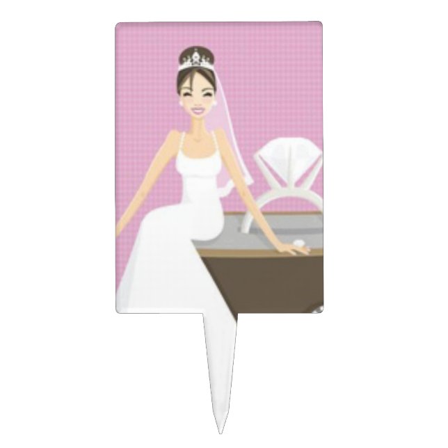 Sitting bride bridal shower cake topper (Front)