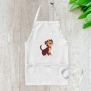 Sitting Brown Puppy Sweet Happy Dog Adult Apron