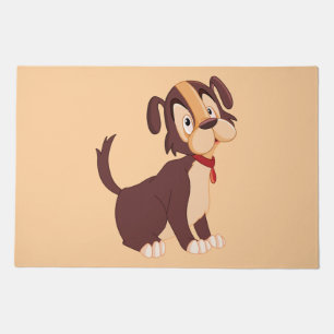 Sitting Brown Puppy Sweet Happy Dog Doormat