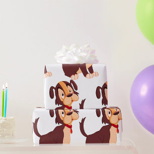 Sitting Brown Puppy Sweet Happy Dog Wrapping Paper