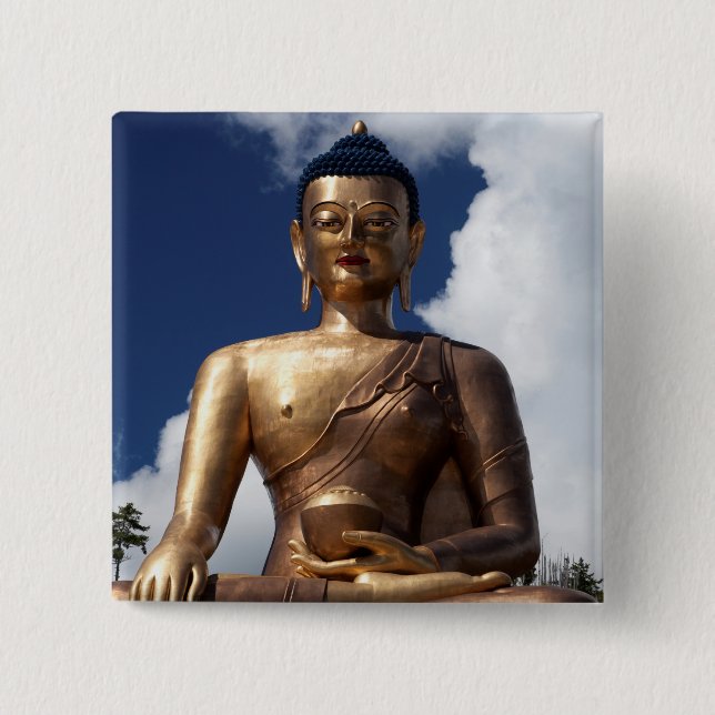 Sitting Buddha Statue Pinback Button (Front)