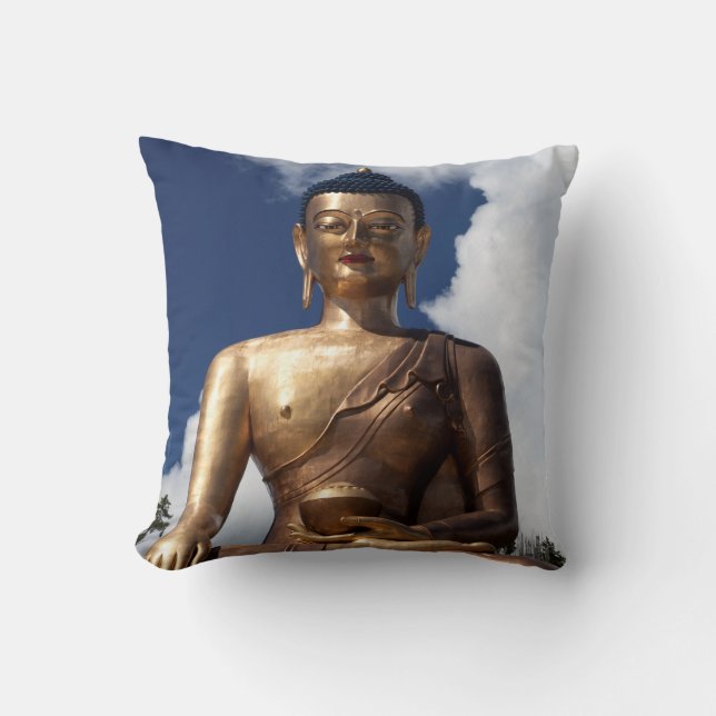 Sitting Buddha Statue Throw Pillow (Front)