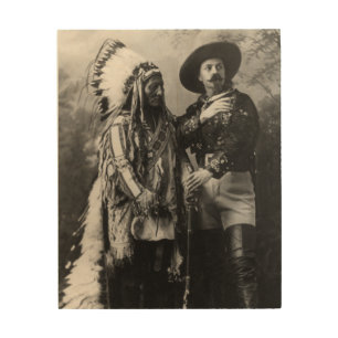 Sitting Bull and Buffalo Bill Photograph . Wood Wall Art