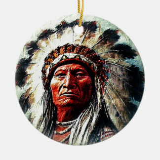Sitting Bull Ceramic Ornament