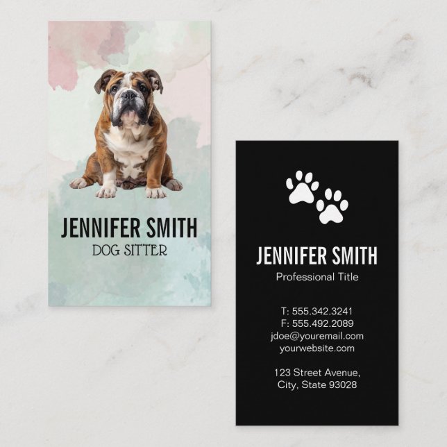 Sitting Bull Dog Business Card (Front/Back)