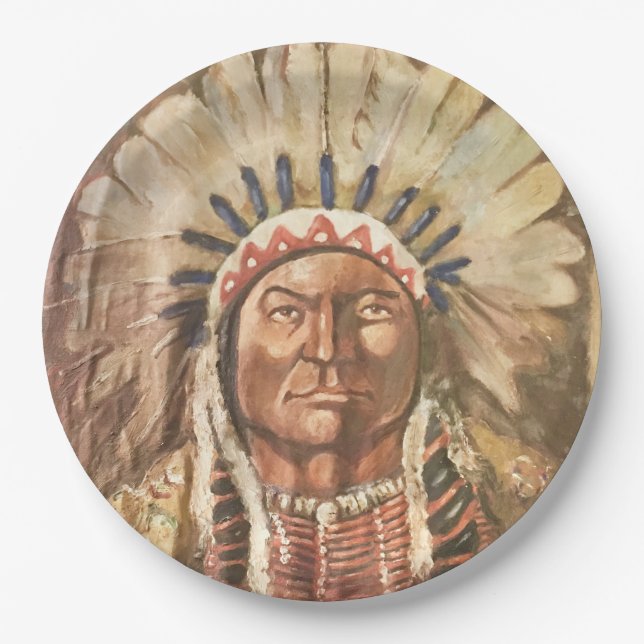 Sitting Bull Indian Chief Paper Plates (Front)